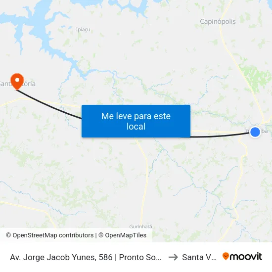 Av. Jorge Jacob Yunes, 586 | Pronto Socorro Municipal to Santa Vitória map