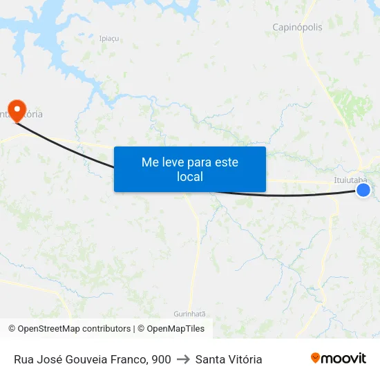 Rua José Gouveia Franco, 900 to Santa Vitória map