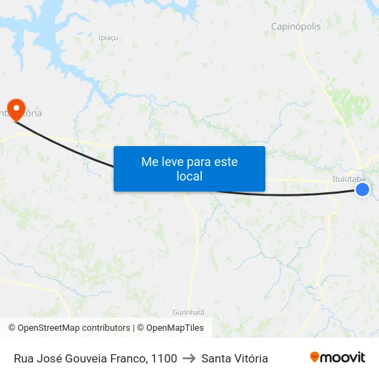 Rua José Gouveia Franco, 1100 to Santa Vitória map