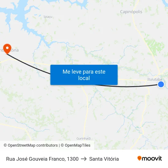 Rua José Gouveia Franco, 1300 to Santa Vitória map
