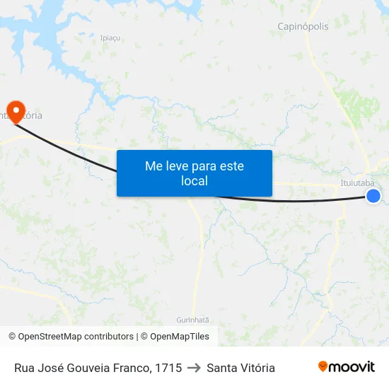 Rua José Gouveia Franco, 1715 to Santa Vitória map