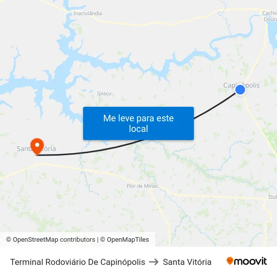 Terminal Rodoviário De Capinópolis to Santa Vitória map