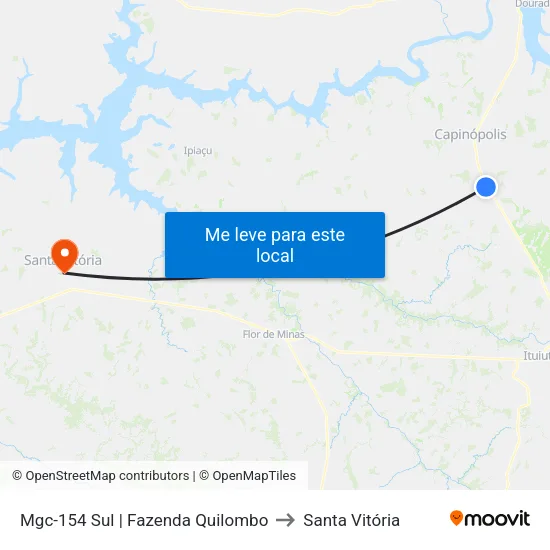 Mgc-154 Sul | Fazenda Quilombo to Santa Vitória map