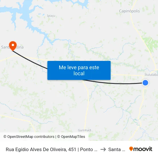 Rua Egídio Alves De Oliveira, 451 | Ponto Final Do Nadime Derze to Santa Vitória map