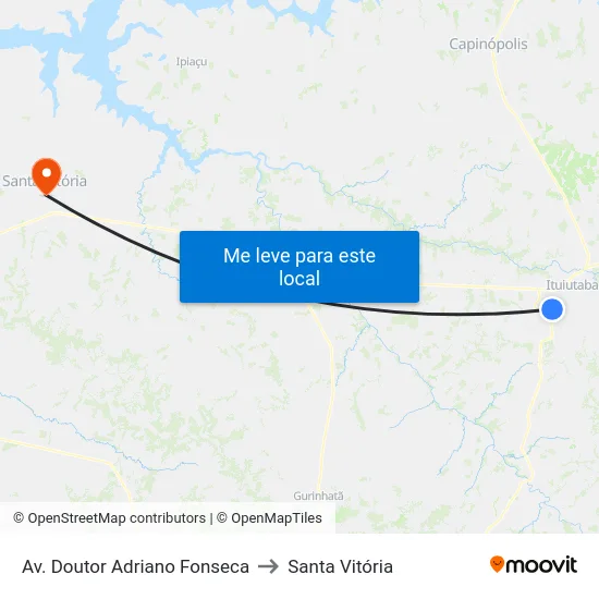Av. Doutor Adriano Fonseca to Santa Vitória map