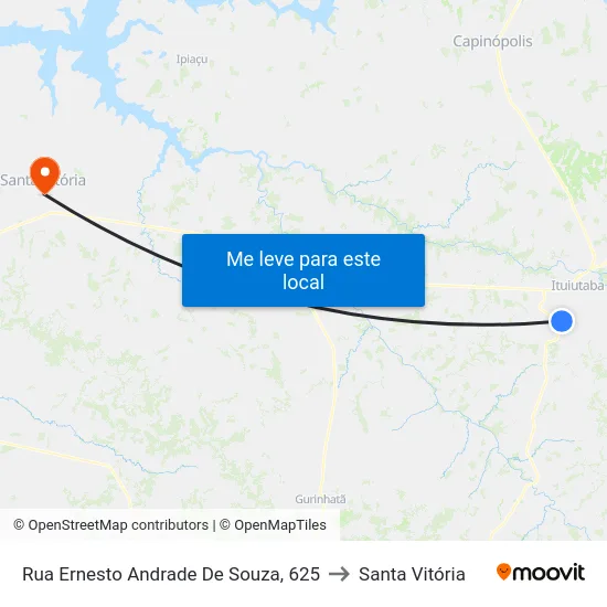 Rua Ernesto Andrade De Souza, 625 to Santa Vitória map