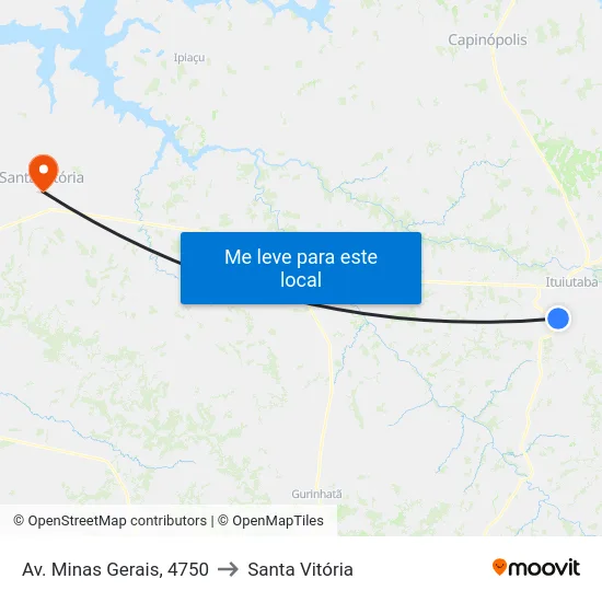 Av. Minas Gerais, 4750 to Santa Vitória map