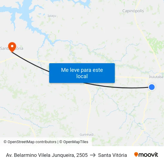 Av. Belarmino Vilela Junqueira, 2505 to Santa Vitória map