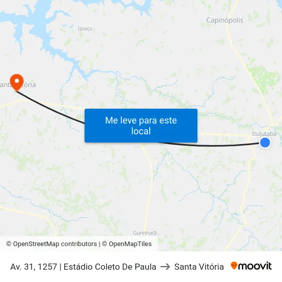 Av. 31, 1257 | Estádio Coleto De Paula to Santa Vitória map