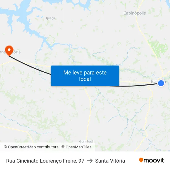 Rua Cincinato Lourenço Freire, 97 to Santa Vitória map