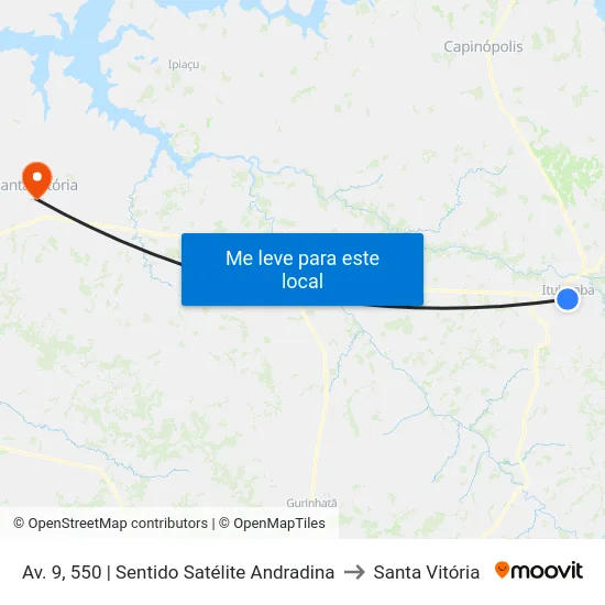 Av. 9, 550 | Sentido Satélite Andradina to Santa Vitória map