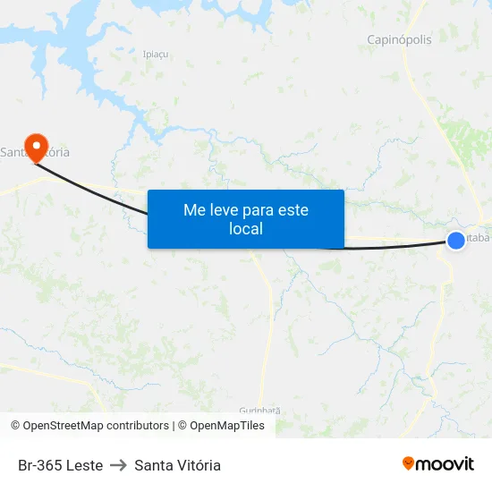 Br-365 Leste to Santa Vitória map