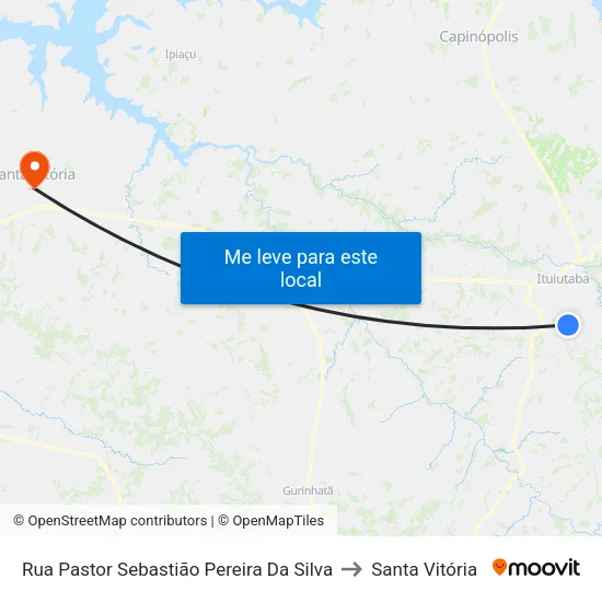 Rua Pastor Sebastião Pereira Da Silva to Santa Vitória map