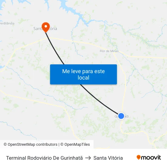 Terminal Rodoviário De Gurinhatã to Santa Vitória map