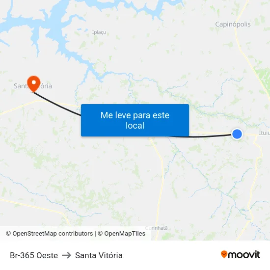 Br-365 Oeste to Santa Vitória map
