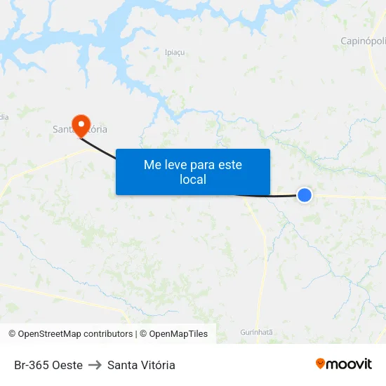 Br-365 Oeste to Santa Vitória map