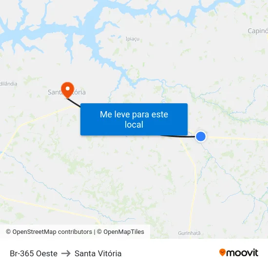 Br-365 Oeste to Santa Vitória map