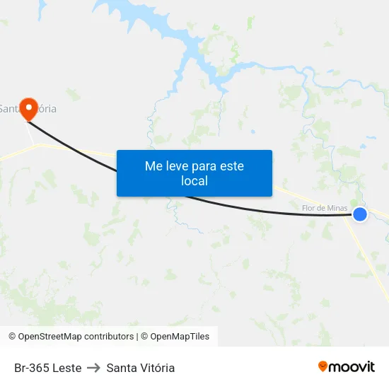 Br-365 Leste to Santa Vitória map