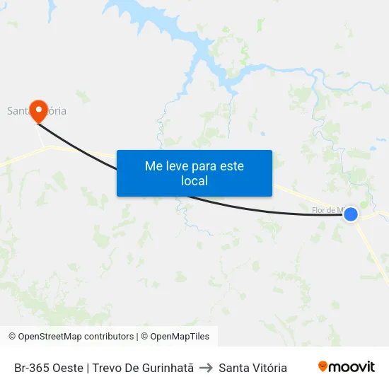 Br-365 Oeste | Trevo De Gurinhatã to Santa Vitória map