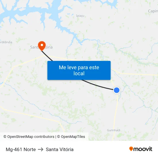 Mg-461 Norte to Santa Vitória map