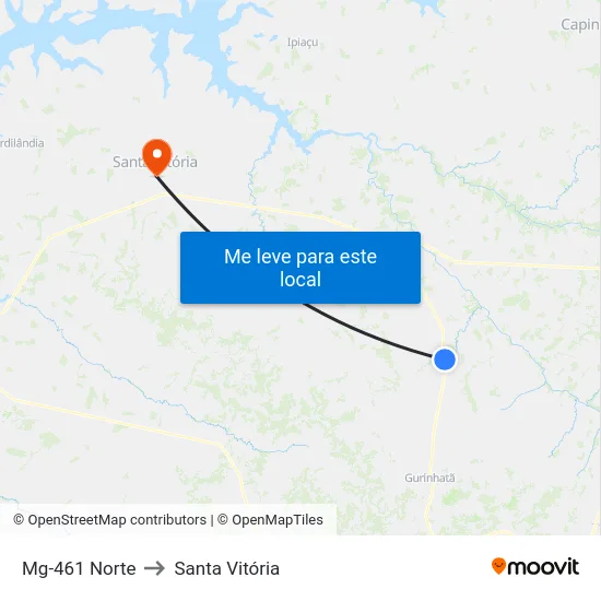 Mg-461 Norte to Santa Vitória map
