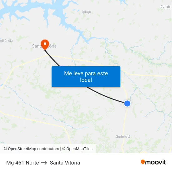 Mg-461 Norte to Santa Vitória map
