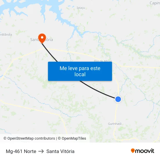 Mg-461 Norte to Santa Vitória map