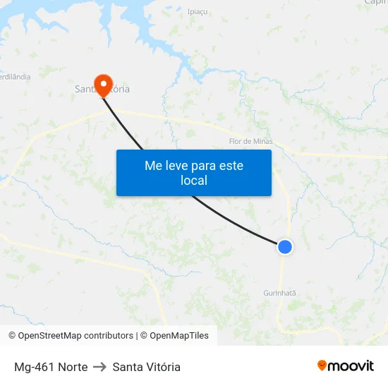 Mg-461 Norte to Santa Vitória map