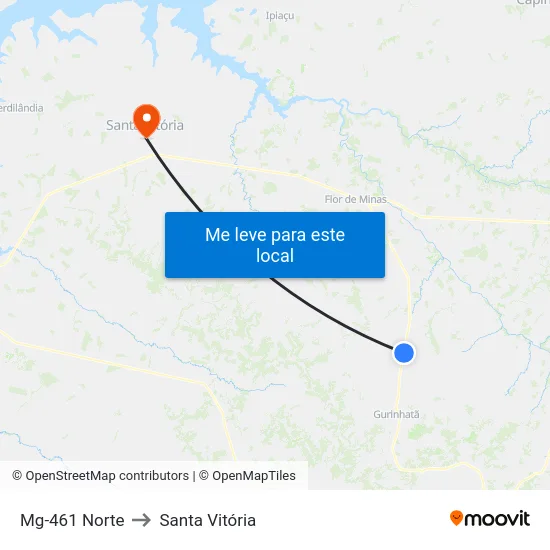 Mg-461 Norte to Santa Vitória map