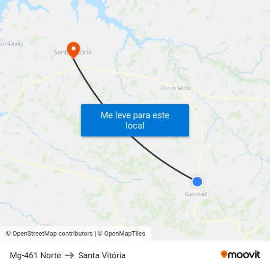 Mg-461 Norte to Santa Vitória map