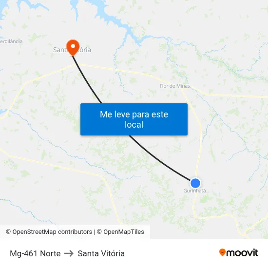Mg-461 Norte to Santa Vitória map