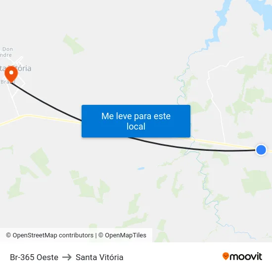 Br-365 Oeste to Santa Vitória map