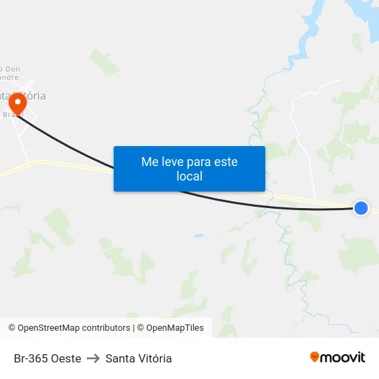 Br-365 Oeste to Santa Vitória map