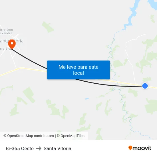 Br-365 Oeste to Santa Vitória map
