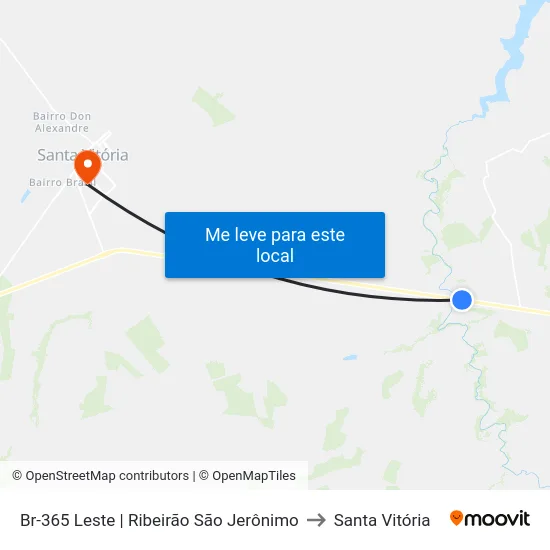 Br-365 Leste | Ribeirão São Jerônimo to Santa Vitória map