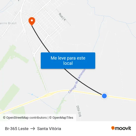 Br-365 Leste to Santa Vitória map