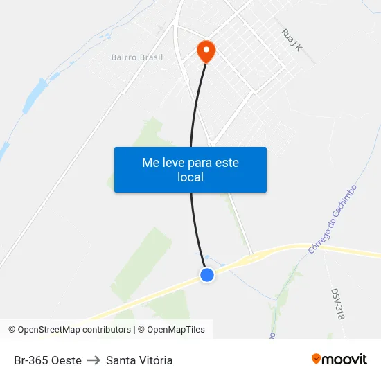 Br-365 Oeste to Santa Vitória map