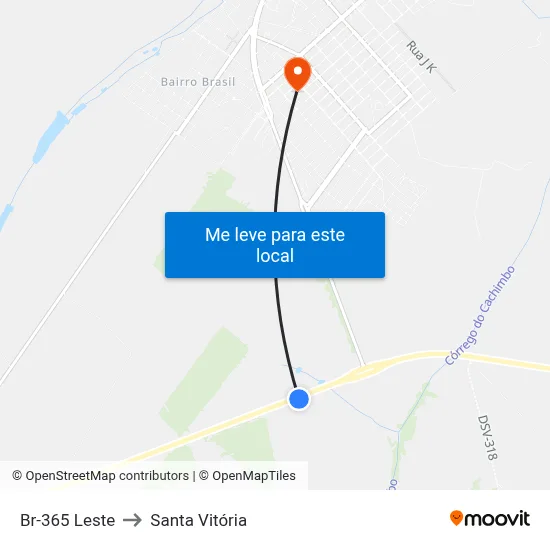 Br-365 Leste to Santa Vitória map