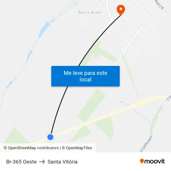 Br-365 Oeste to Santa Vitória map