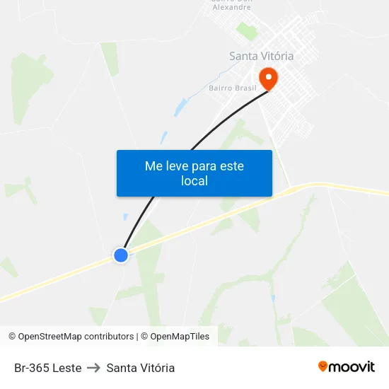 Br-365 Leste to Santa Vitória map