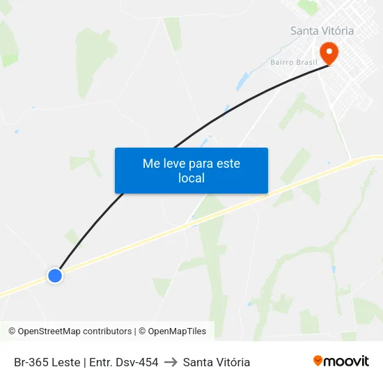 Br-365 Leste | Entr. Dsv-454 to Santa Vitória map