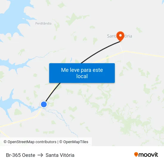 Br-365 Oeste to Santa Vitória map