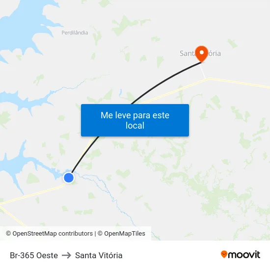 Br-365 Oeste to Santa Vitória map