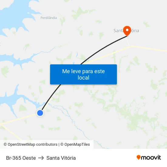 Br-365 Oeste to Santa Vitória map