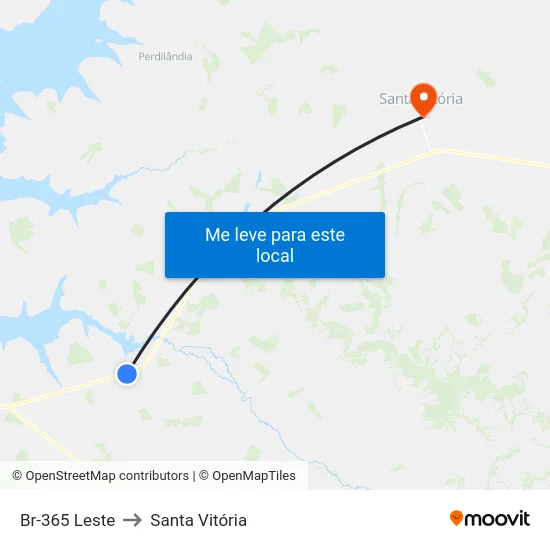 Br-365 Leste to Santa Vitória map
