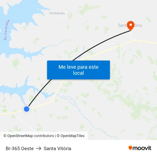 Br-365 Oeste to Santa Vitória map