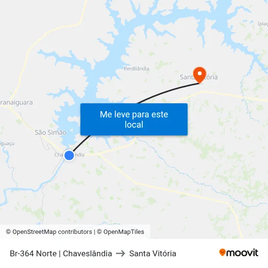 Br-364 Norte | Chaveslândia to Santa Vitória map