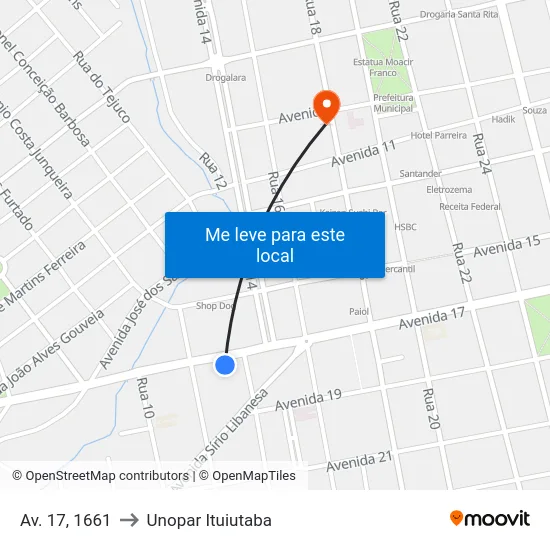 Av. 17, 1661 to Unopar Ituiutaba map