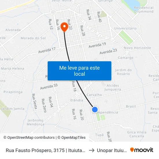 Rua Fausto Próspero, 3175 | Ituiutaba Clube to Unopar Ituiutaba map