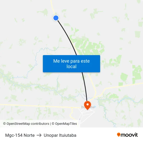 Mgc-154 Norte to Unopar Ituiutaba map